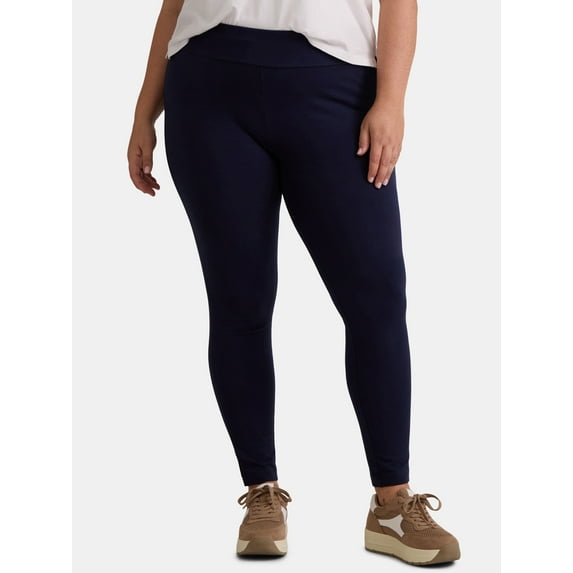 (3 pack) Terra & Sky Women's Plus High Waist Ankle Length Leggings, 27" Inseam, Sizes 0X-5X