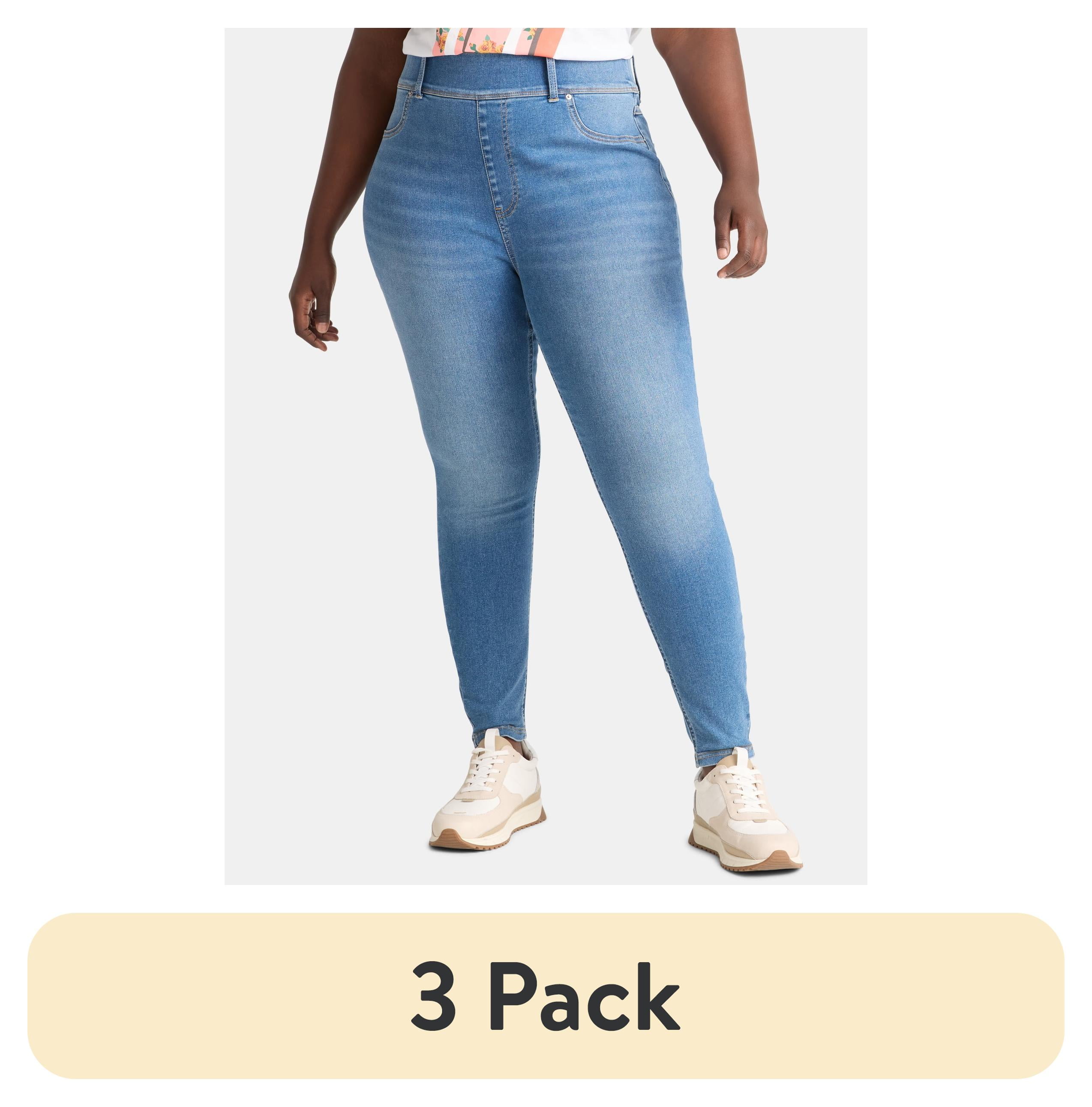 (3 pack) Terra & Sky Women's Plus High Rise Skinny Jegging, 28" Inseam, Sizes 0X-4X