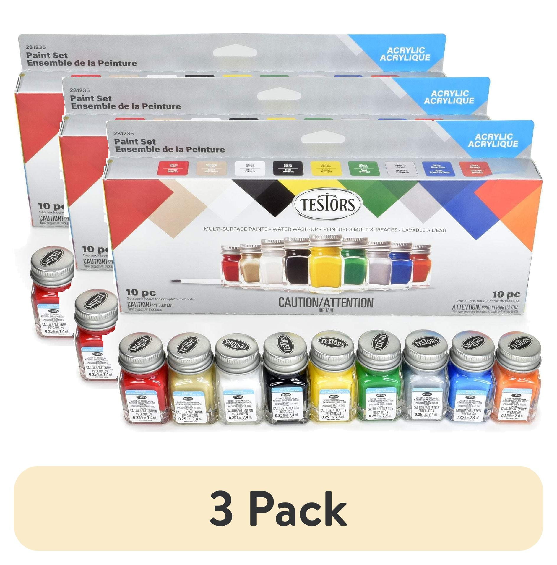 (3 pack) Testor Corp. Acrylic 9 Piece Paint Set Value TES281235 Plastics Paint Acrylic