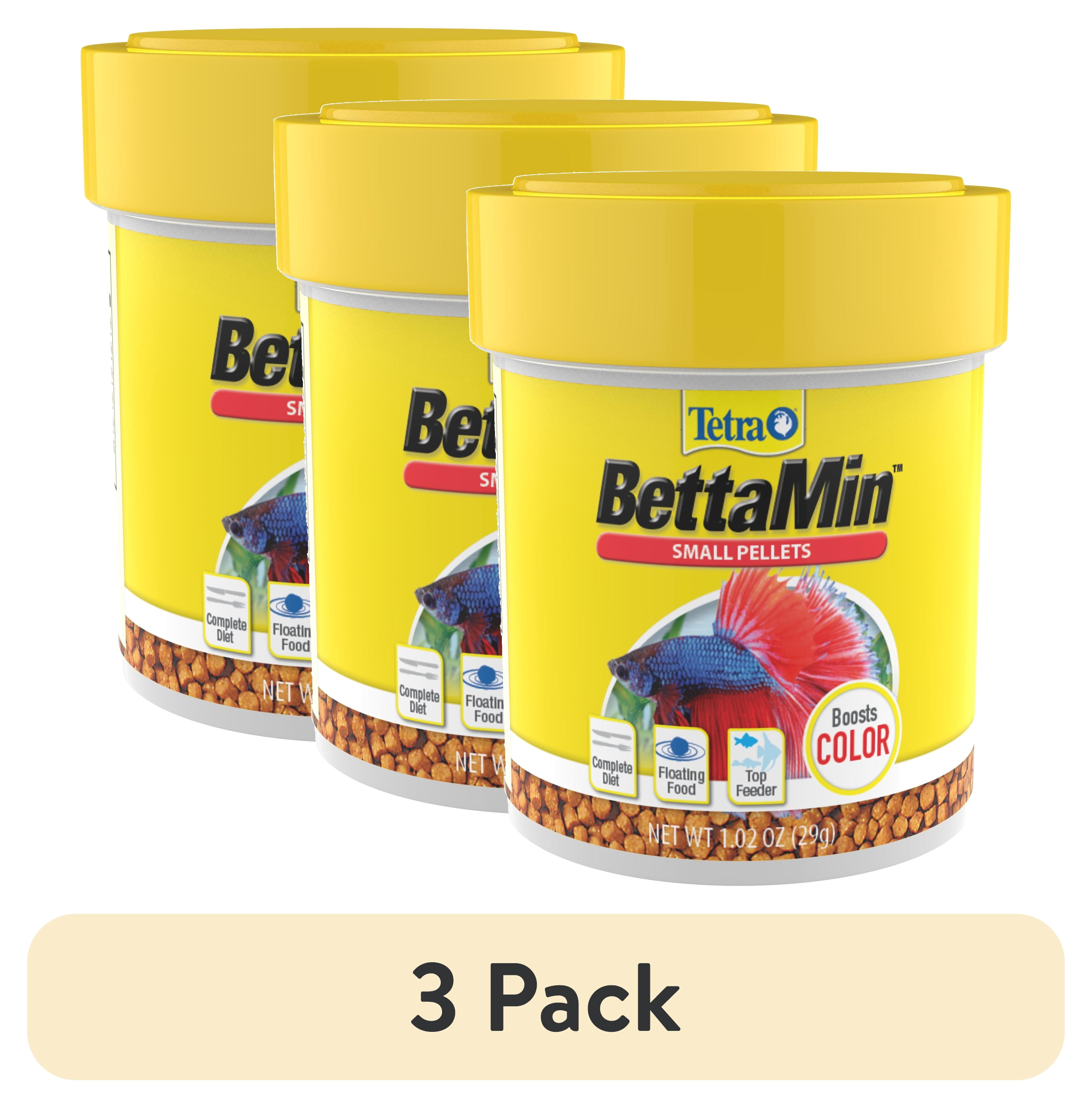 (3 pack) Tetra BettaMin Small Pellets Fish Food, Complete Nutrition Plus Color Boost for Bettas, 1.02 oz.