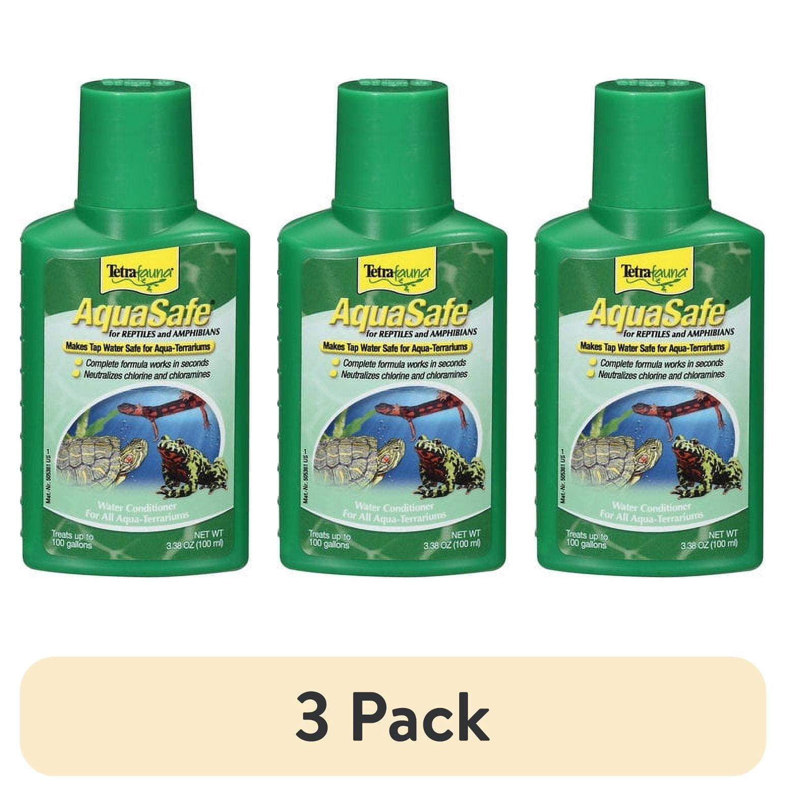 (3 pack) Tetra Fauna AquaSafe Water Conditioner for Reptiles & Amphibians, Makes Tap Water Safe, 3.08 oz.
