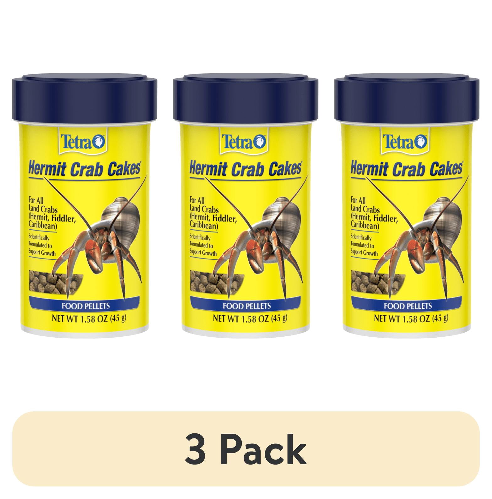 (3 pack) Tetra Hermit Crab Cakes Food Pellets for All Land Crabs, 1.58 oz