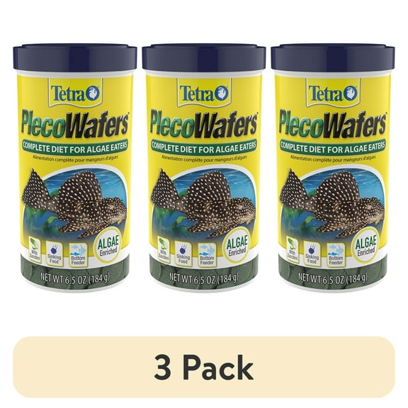 (3 pack) Tetra Pleco Wafers for Algae Eating Fish, Sinking Fish Food to Support Digestibility, 6.5 oz