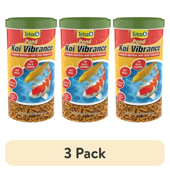 (3 pack) Tetra Pond Koi Vibrance Color Enhancing Floating Pond Fish Food, 4.94 oz