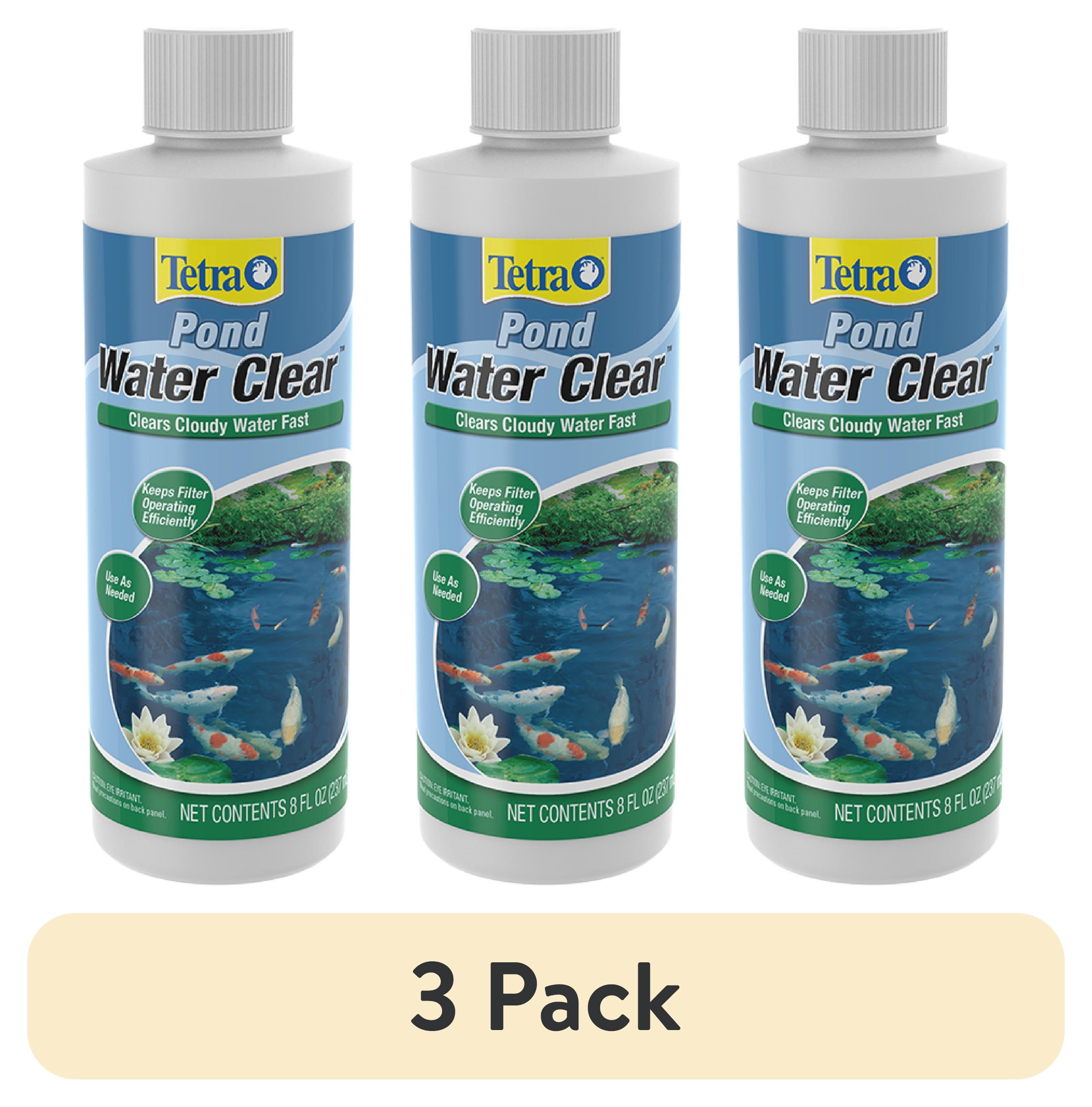 (3 pack) Tetra Pond Water Clear Clarifier, Safe for Ornamental Pond Fish and Plants, 8 oz