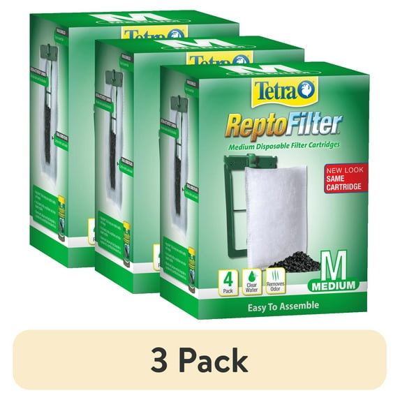 (3 pack) Tetra ReptoFilter Unassembled Disposable Filter Cartridges, Medium, 4 Count