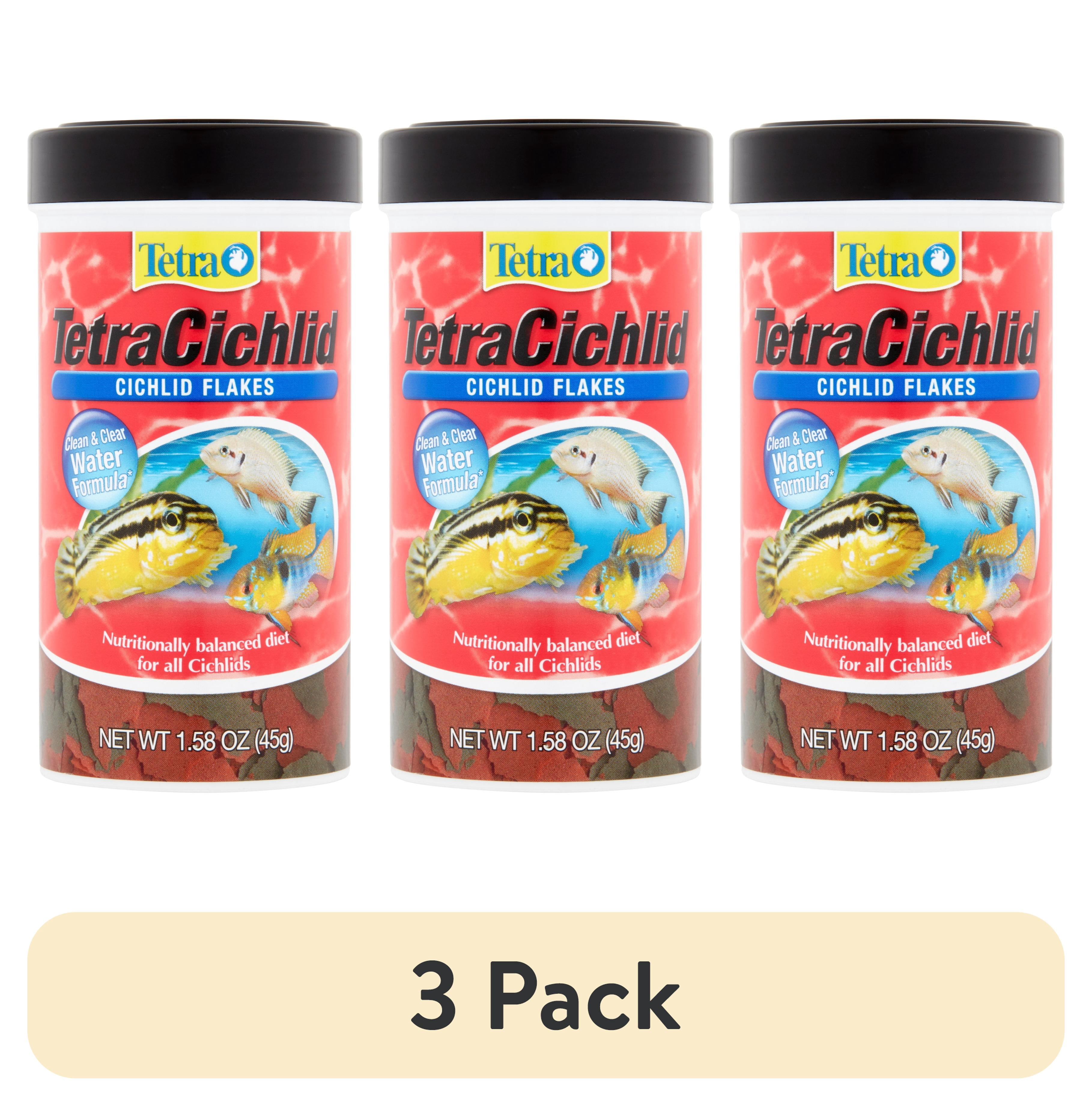 (3 pack) Tetra TetraCichlid Cichlid Fish Food Flakes, Clear Water Advanced Formula 1.58 oz.