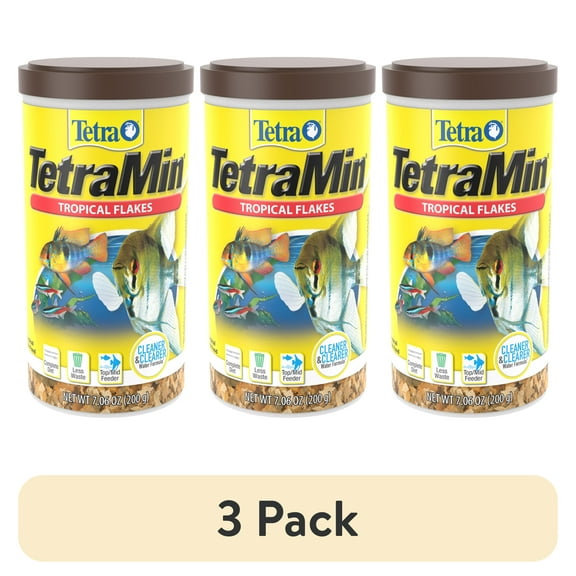 (3 pack) Tetra TetraMin Tropical Flakes Nutritionally Balanced Fish Food, 7.06 oz.