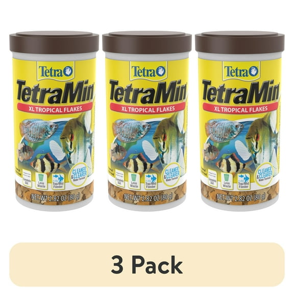 (3 pack) Tetra TetraMin XL Tropical Flakes, Nutritionally Balanced Fish Food, 2.82 oz