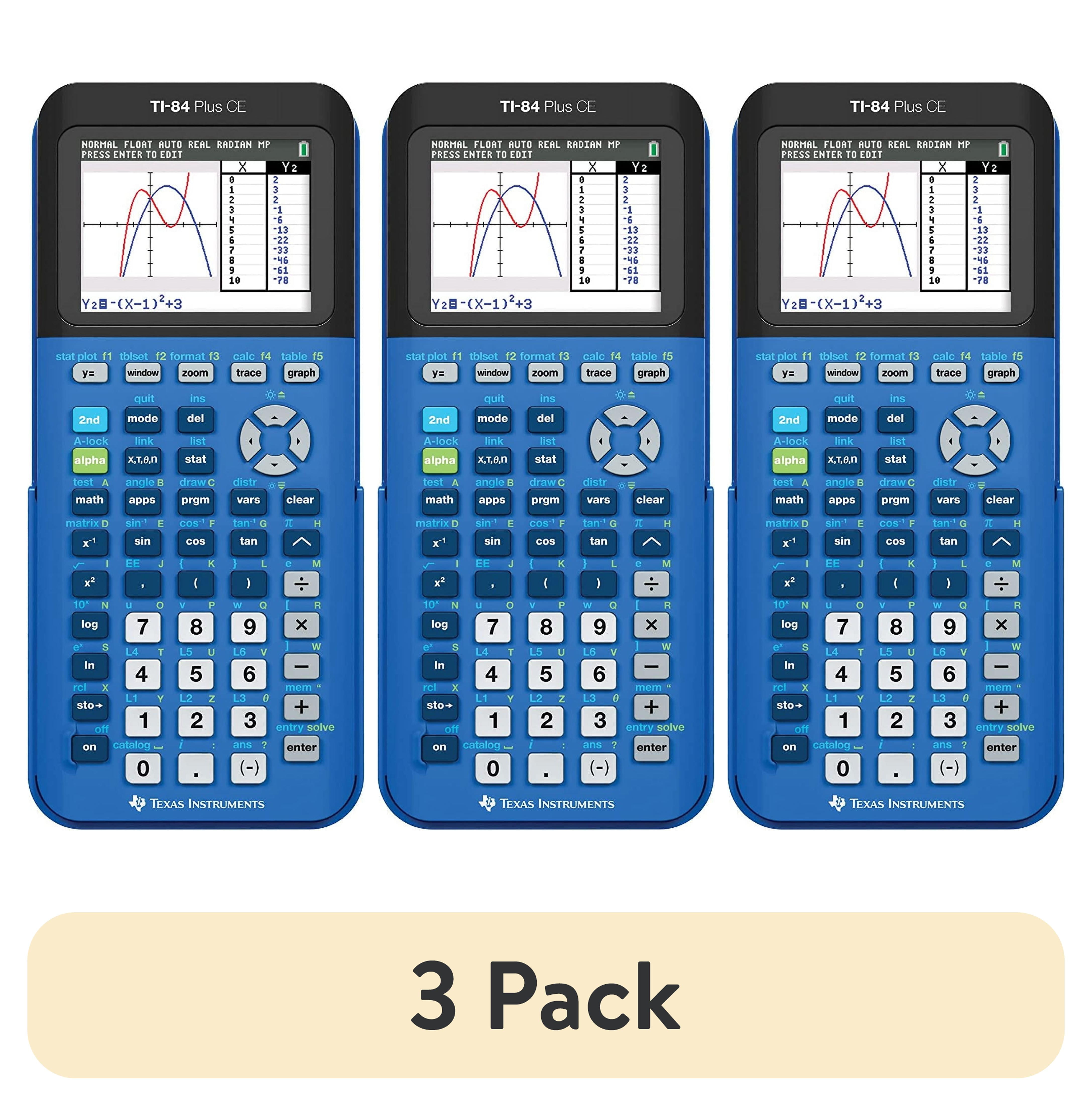 3 pack) Texas Instruments TI-84 Plus CE Color Graphing Calculator