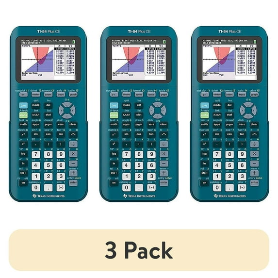 (3 pack) Texas Instruments TI-84 Plus CE Graphing Calculator, Teal (Metallic), 7.5 inch
