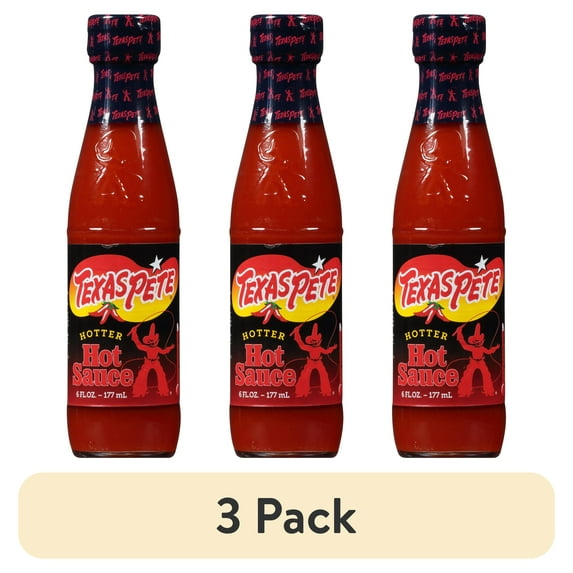 (3 pack) Texas Pete Hotter Hot Sauce, 6 Fl Oz