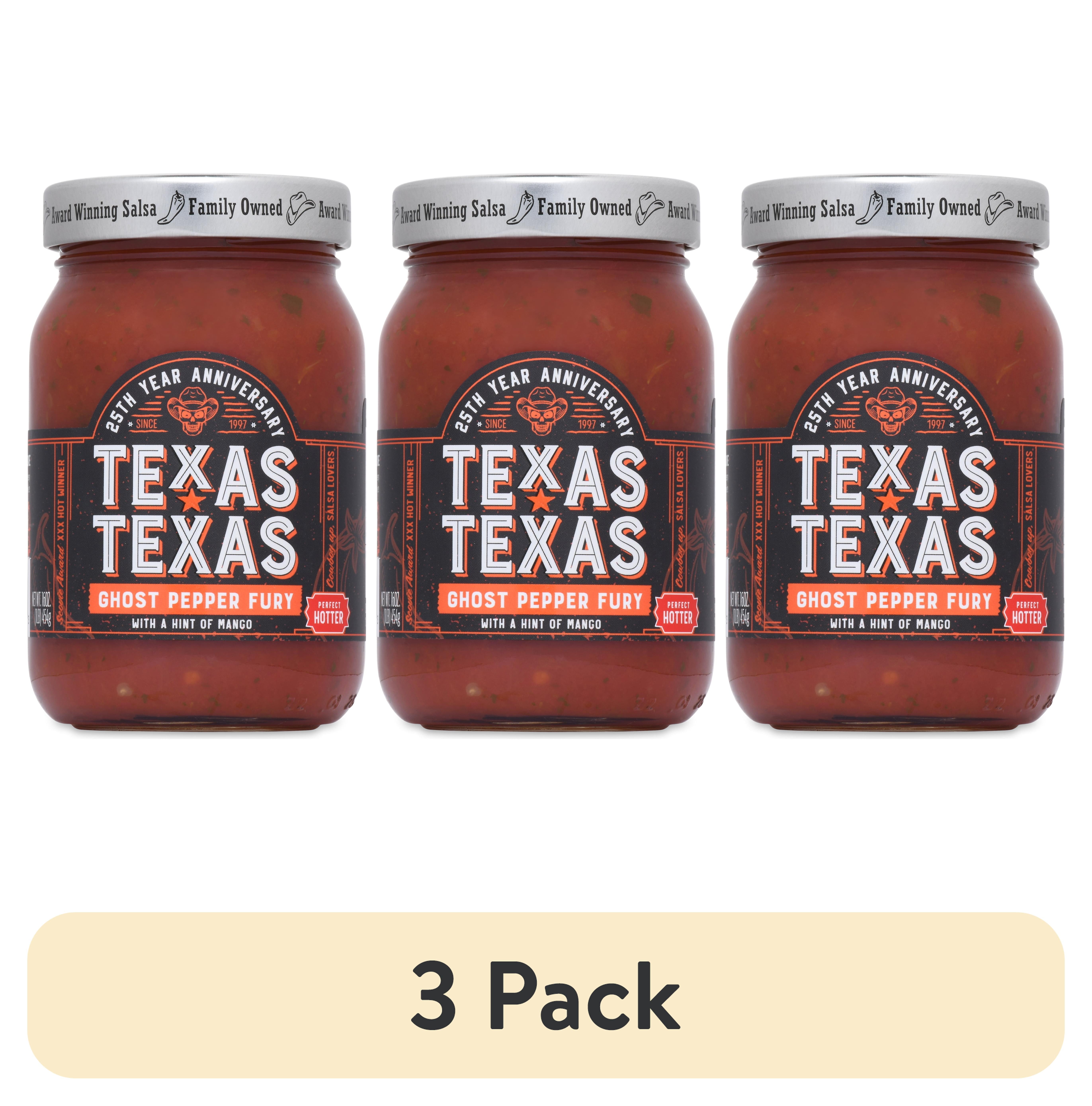 (3 pack) Texas Texas Ghost Pepper Fury Salsa - Perfect Hotter, 16oz jar