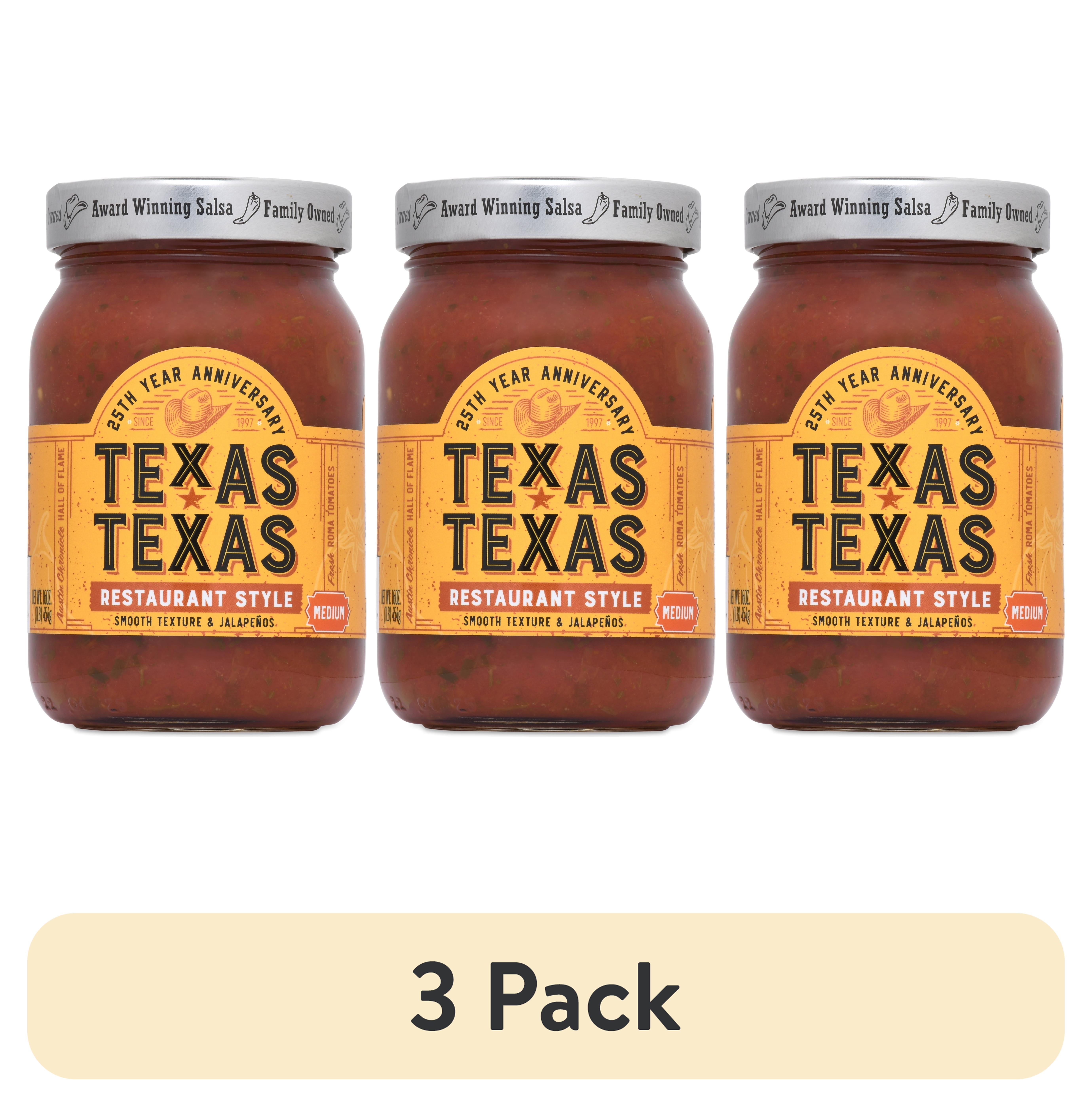 (3 pack) Texas Texas Restaurant Style Medium Salsa, Fresh 16 oz Jar