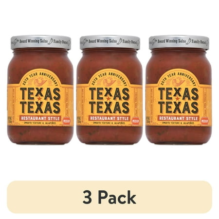 (3 pack) Texas Texas Restaurant Style Medium Salsa, Fresh 16 oz Jar