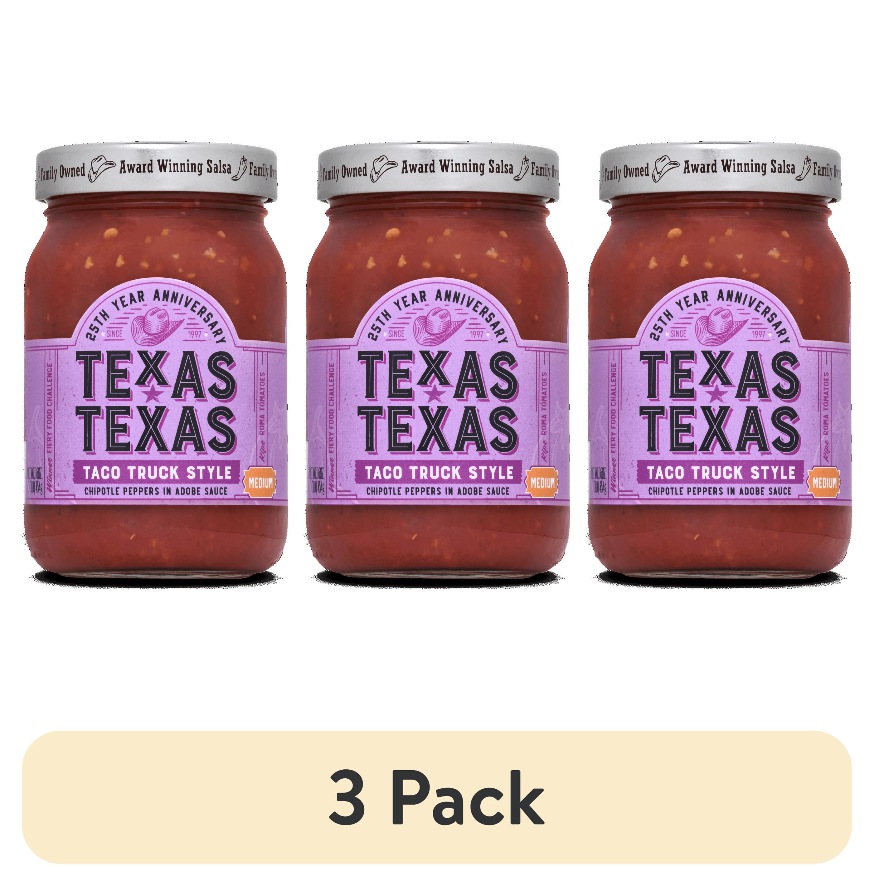(3 pack) Texas Texas Taco Truck Style Salsa, Medium, 16 oz Jar