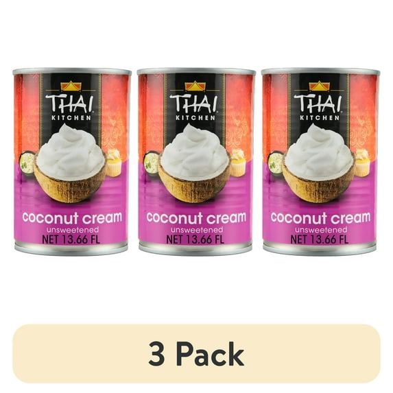 (3 pack) Thai Kitchen Non-GMO Gluten Free Unsweetened Coconut Cream, 13.66 fl oz Can