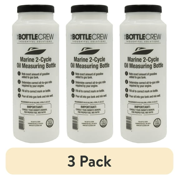 (3 pack) The Bottle Crew Marine Mixing Bottle, 32 fl oz Capacity Size Boat Accessory