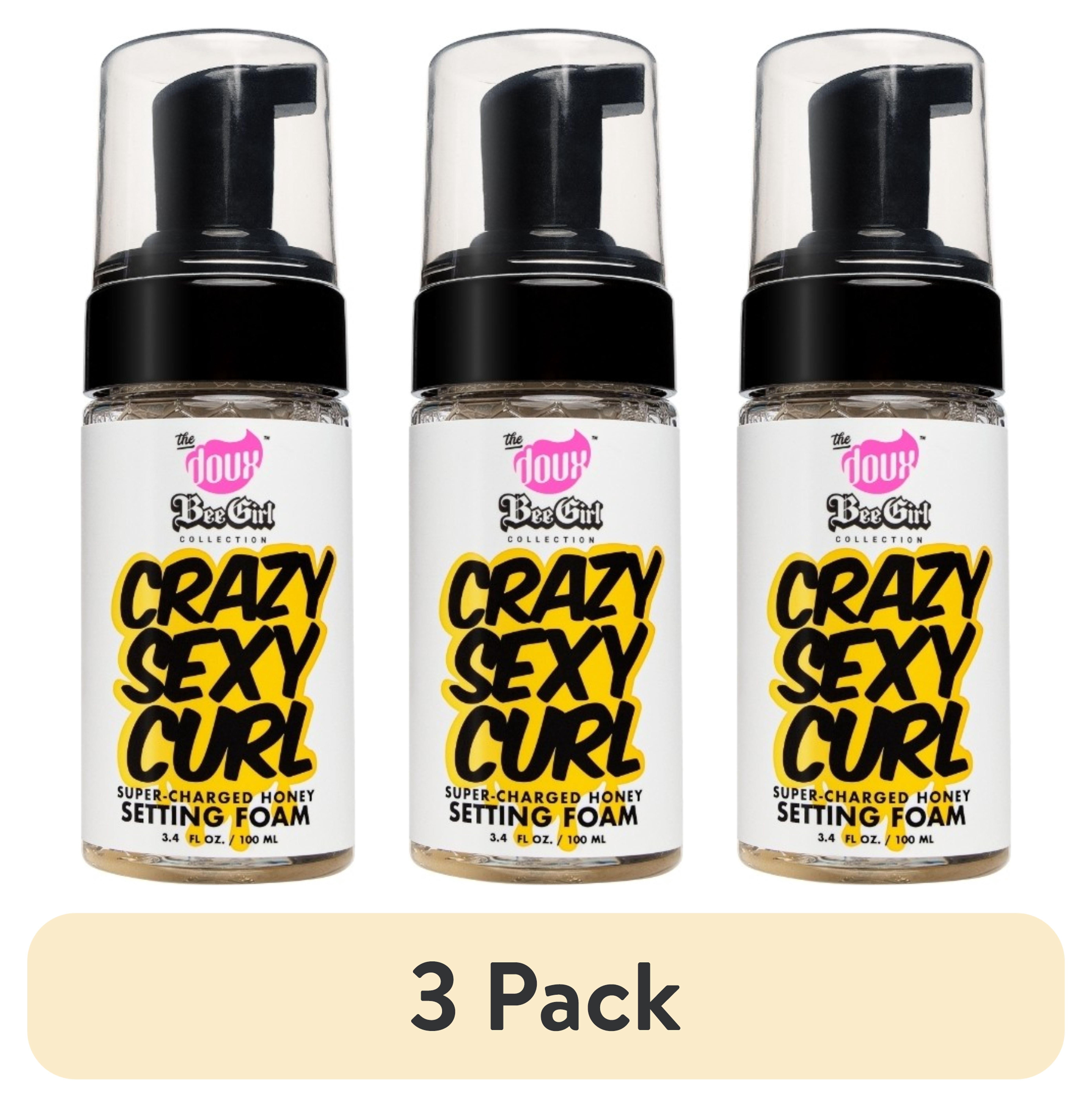 (3 pack) The Doux Bee Girl Crazy Sexy Curl Setting Foam, 3.4 fl.oz.