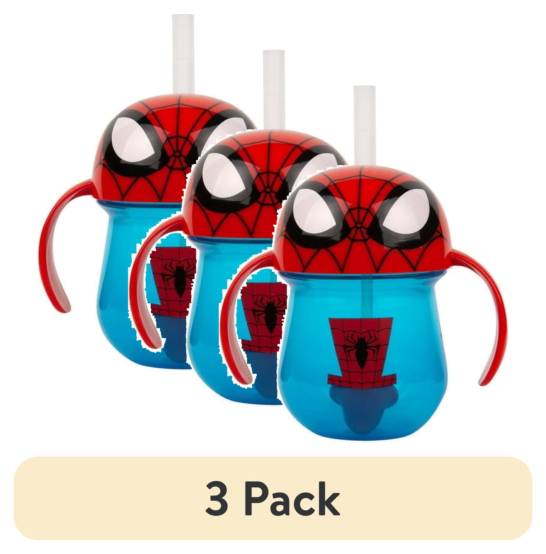 (3 pack) The First Years Marvel Spider-Man Weighted Straw Trainer Cup 7 Oz – Training Sippy Cup for Baby and Toddler