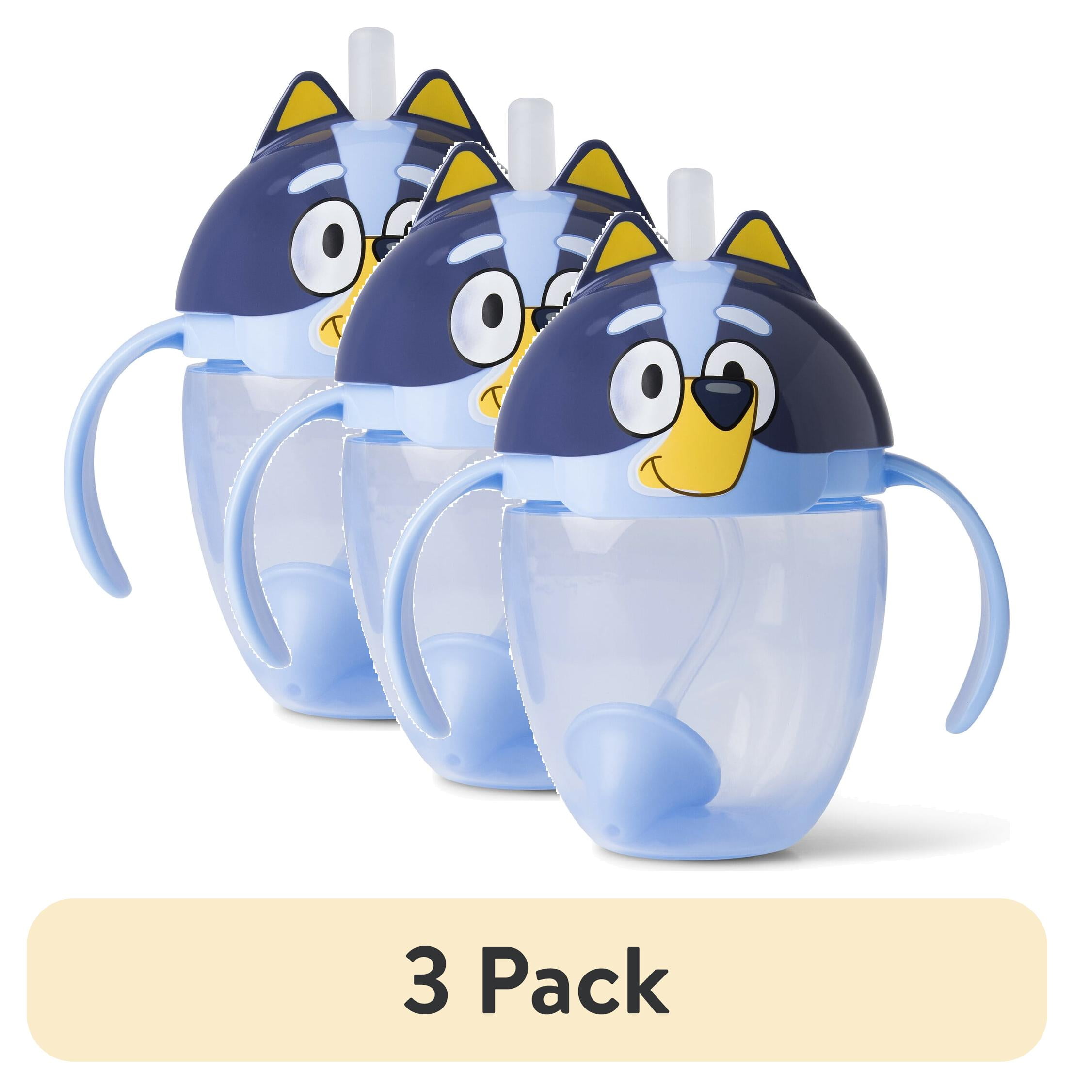 (3 pack) The First Years Toddler Bluey Trainer Weighted Straw Cup - Ages 6 Months and up - 7 Ounce