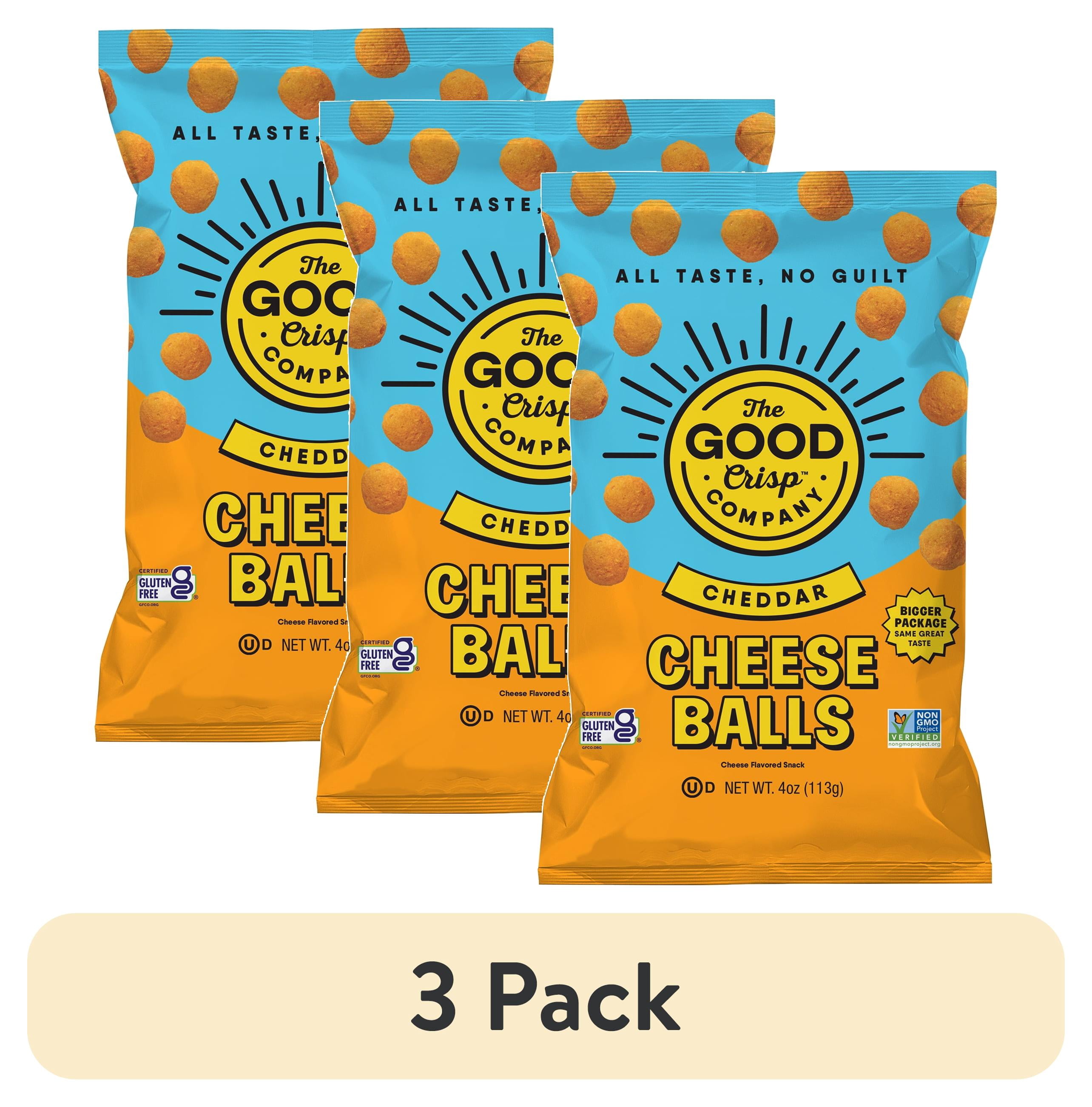 (3 pack) The Good Crisp Company Cheddar Cheese Balls, 4 oz