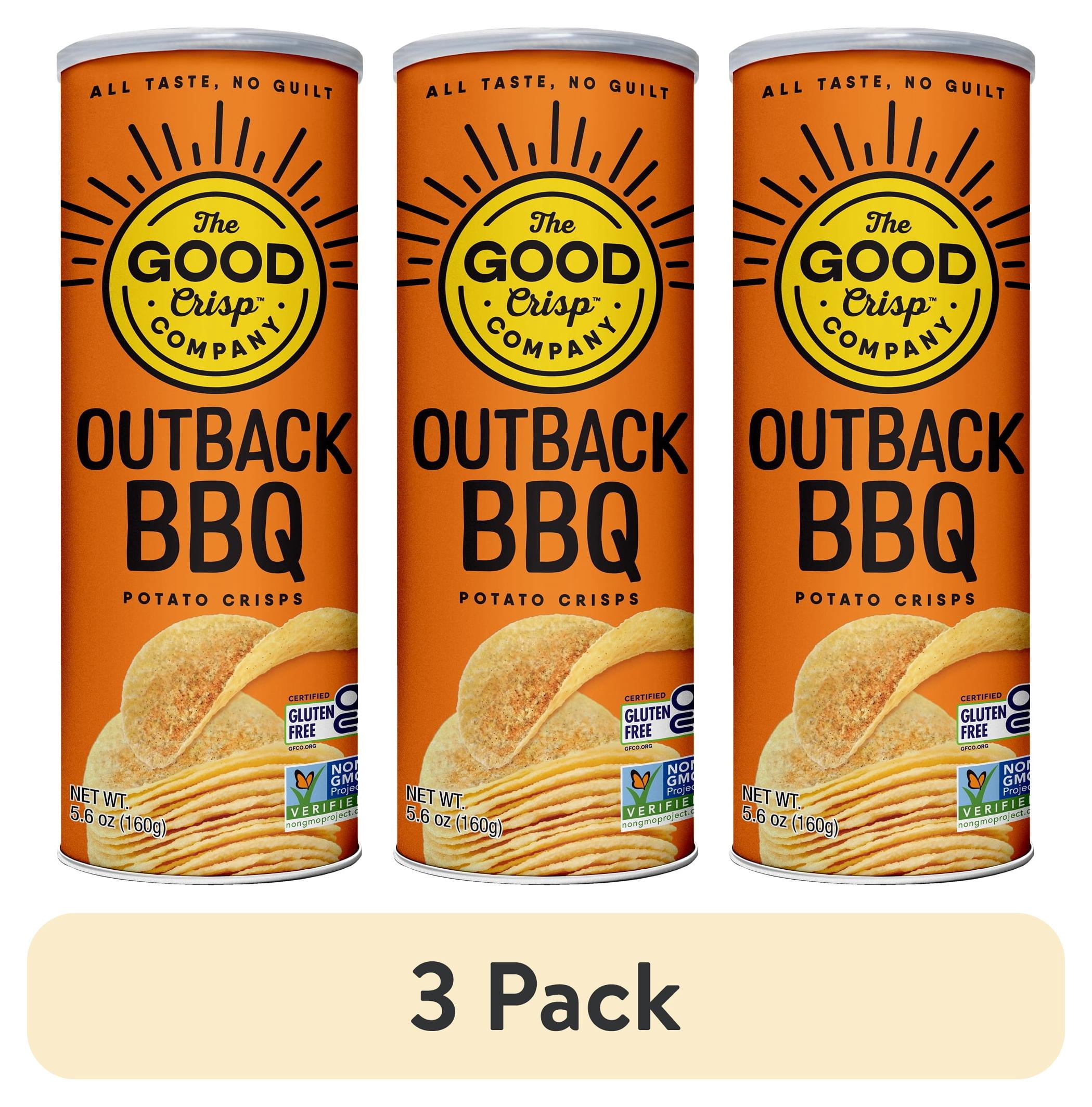 (3 pack) The Good Crisp Company Gluten Free Outback BBQ Snack Chips in Paperboard Canister, 5.6 oz