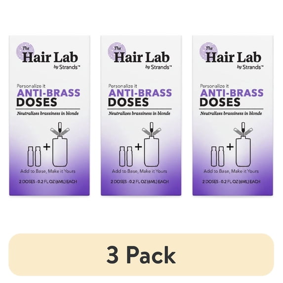 (3 pack) The Hair Lab Anti-Brass Custom Shampoo and Conditioner Dose Set with Violet Rice to Tone Hair, 2 x 0.2 fl oz