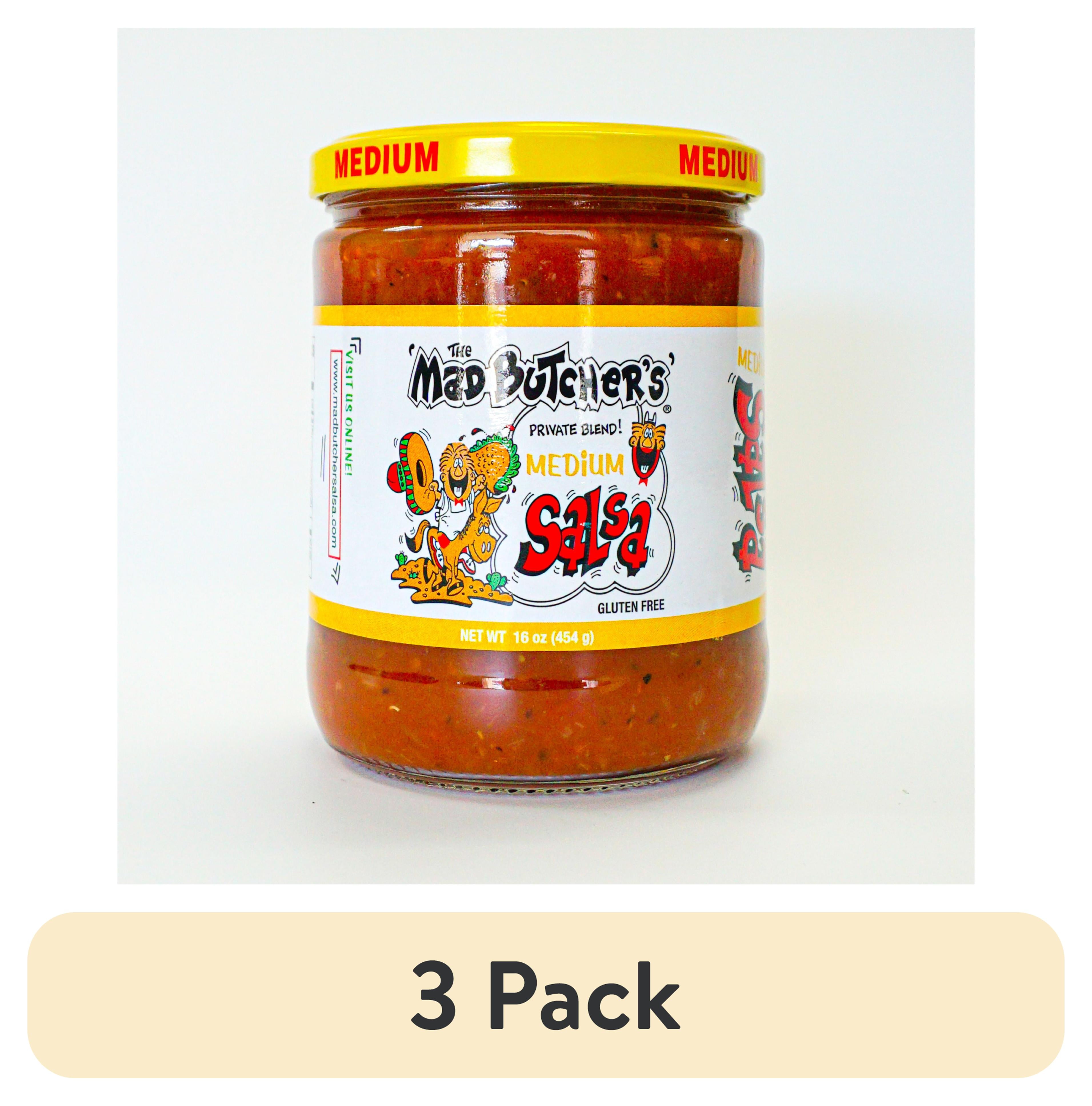 (3 pack) The Mad Butcher's Private Blend Medium Salsa, Gluten Free, Shelf-stable, 16 oz Jar