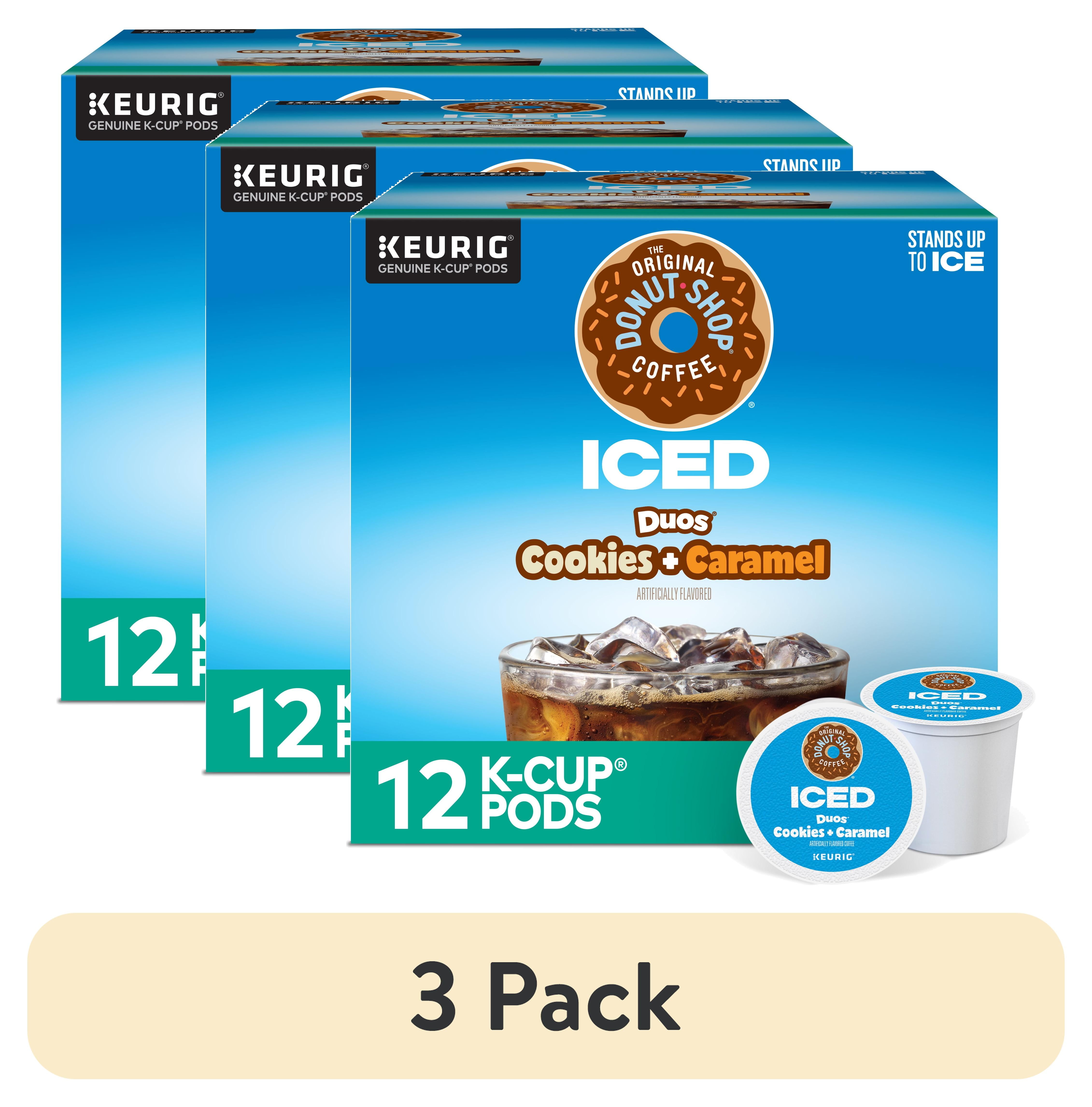 (3 pack) The Original Donut Shop, Duos Cookies + Caramel Iced K-Cup Coffee Pods, 12 Count