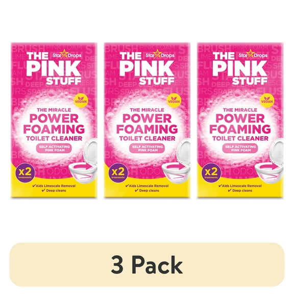 (3 pack) The Pink Stuff, Foaming Powder for Toilets, 2 Treatments, 7 oz, Bathroom Cleaner