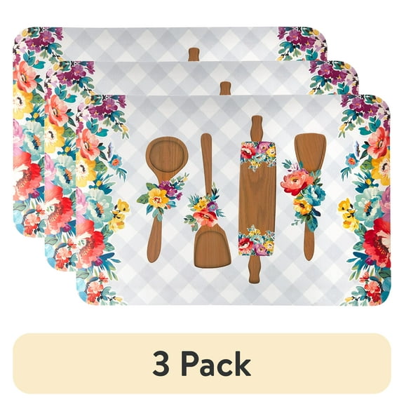 (3 pack) The Pioneer Woman Sweet Romance Kitchen Comfort Rug, Multicolor, 20"W x 30"L