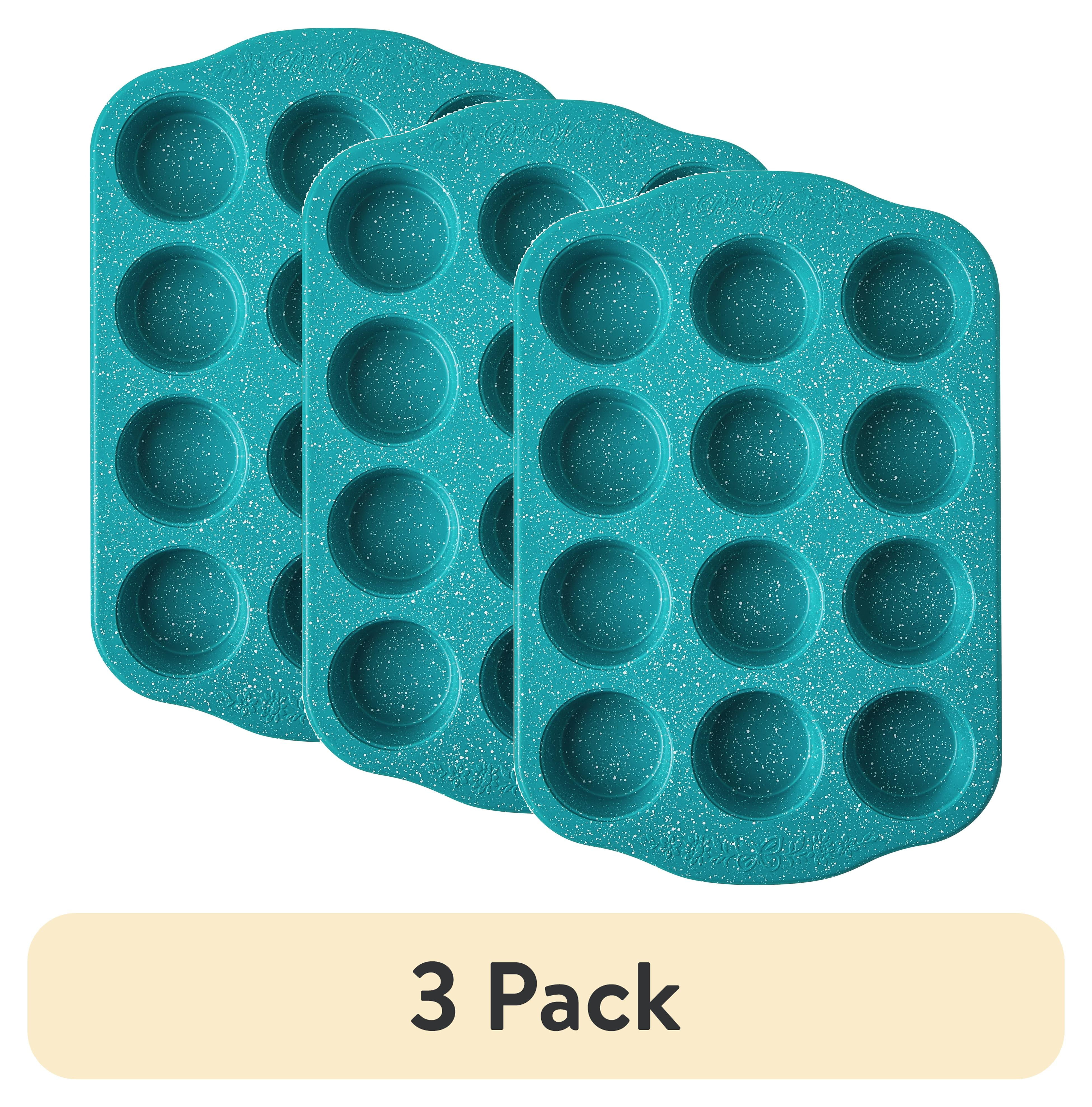 (3 pack) The Pioneer Woman Teal Speckle Timeless 12-Cavity Nonstick Muffin Pan