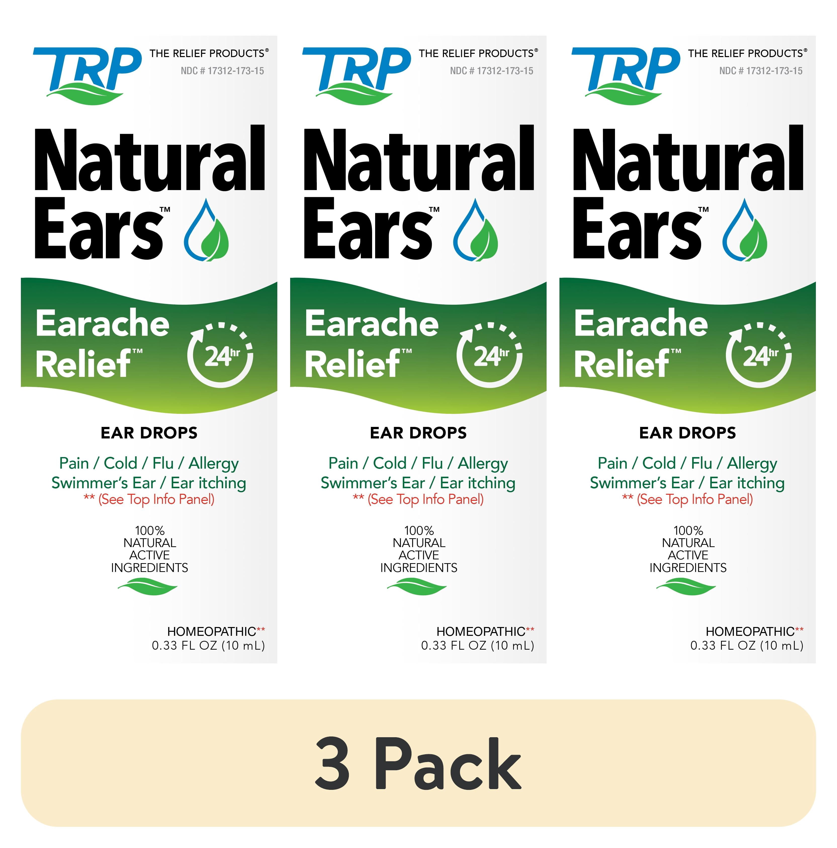 (3 pack) The Relief Products, Natural Ears,  Earache Relief® Ear Drops, 1 Count, 0.33 oz