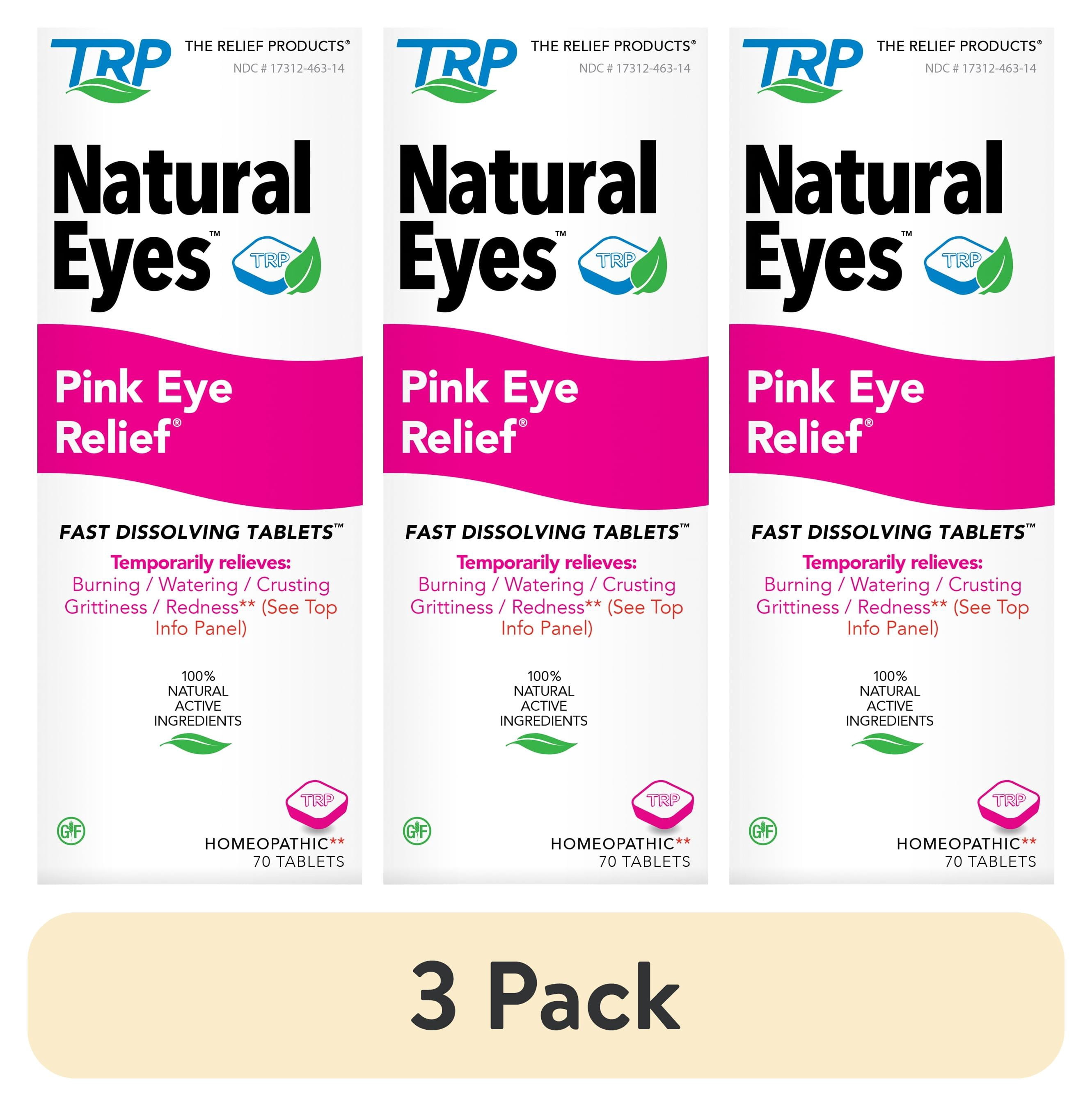 (3 pack) The Relief Products, Natural Eyes, Pink Eye Relief, Fast Dissolving Tablets,  70 Ct