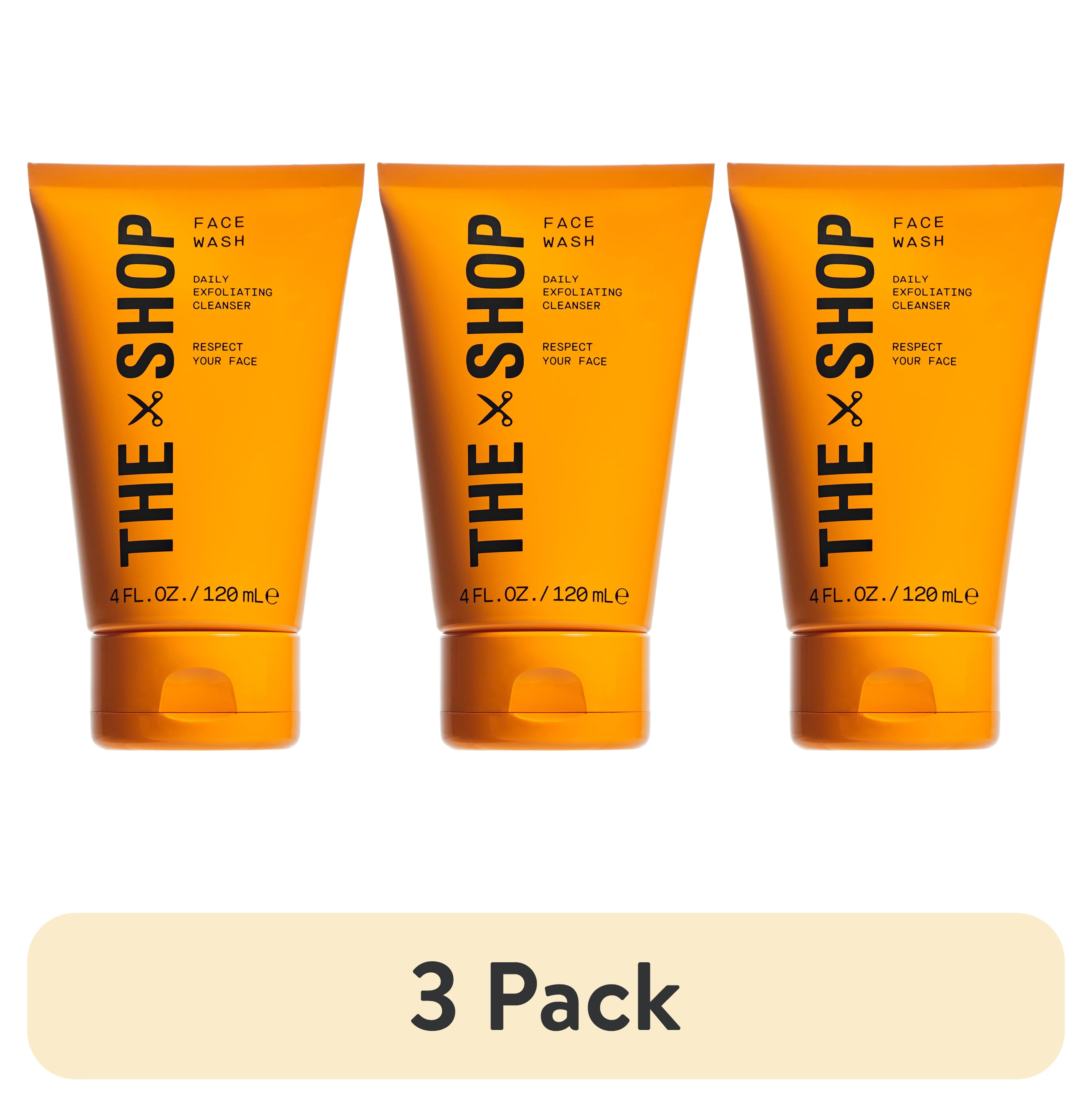 (3 pack) The Shop Face Wash Daily Exfoliating Cleanser for Men, All Skin Types 4 fl oz