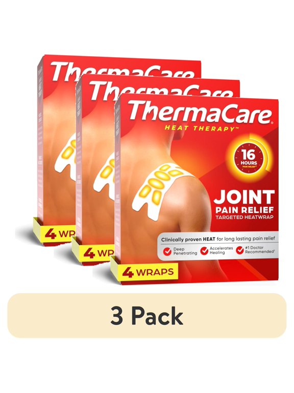 (3 pack) ThermaCare Joint Pain Therapy Heat Wraps, 4 Count, Pain Relief Patches