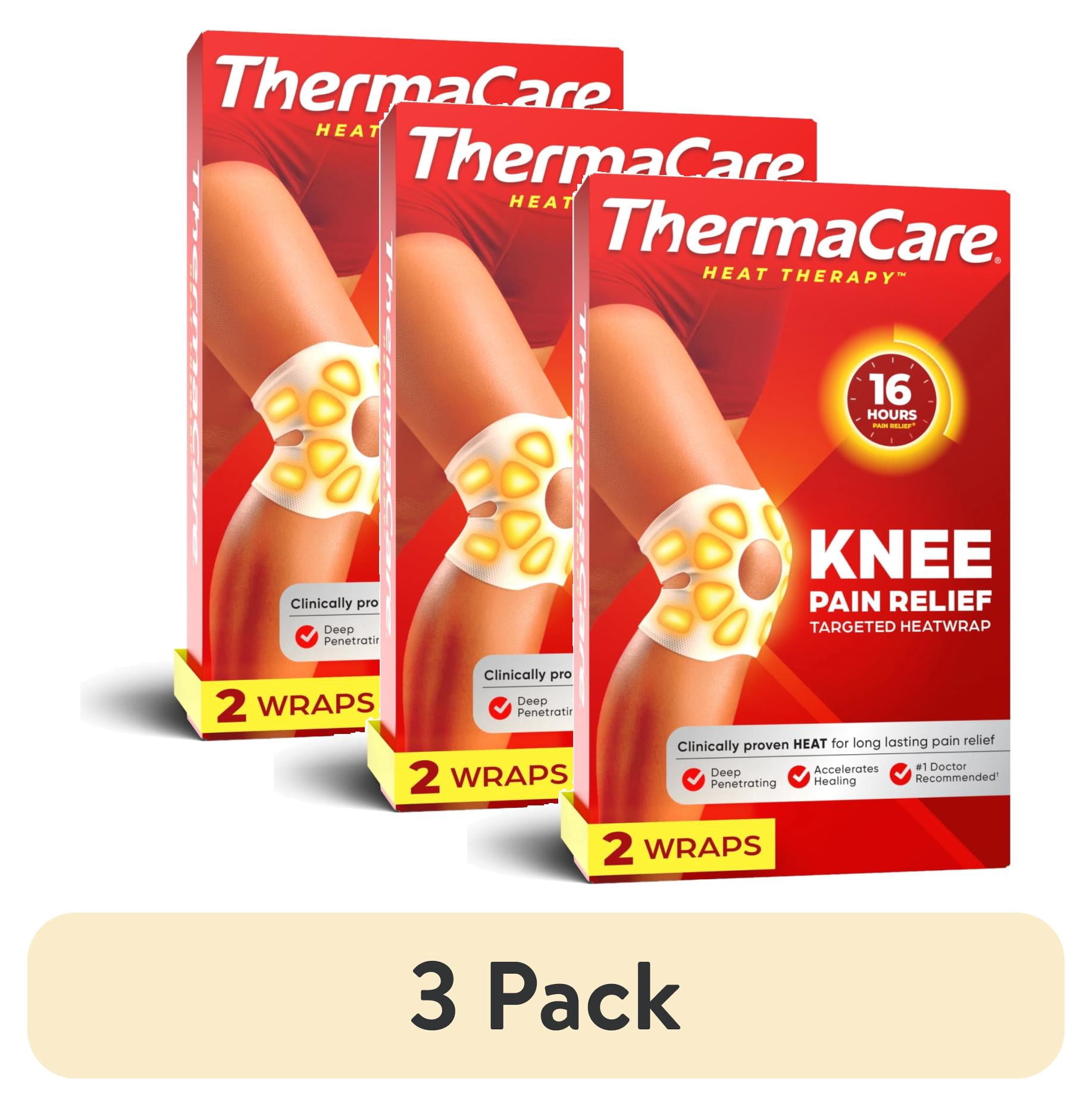 (3 pack) ThermaCare Knee Heat Wraps for Knee Pain Relief, 8-Hour Long-Lasting Heat, 2 Count