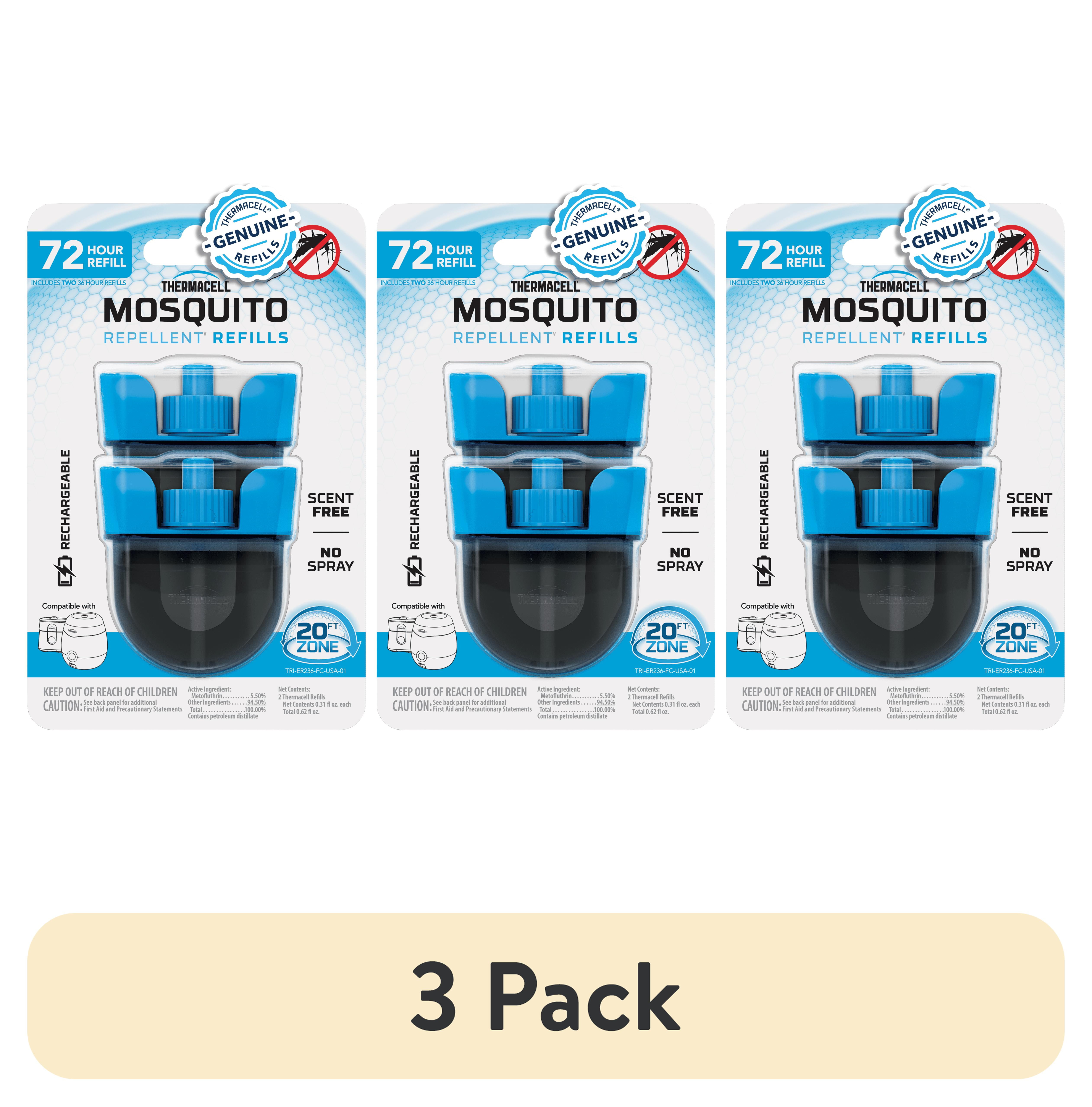 (3 pack) Thermacell E-ZoneGuard Rechargeable Mosquito Repellent Refill 72-Hour Pack