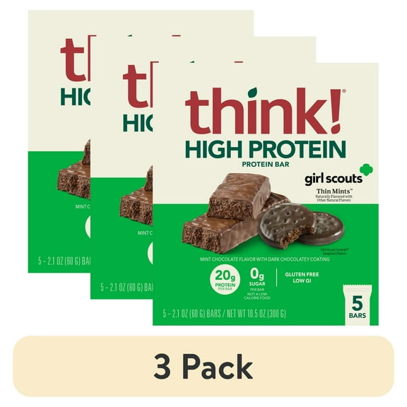 (3 pack) Think! High Protein Bars, Chocolate Mint, 20g, 5Ct