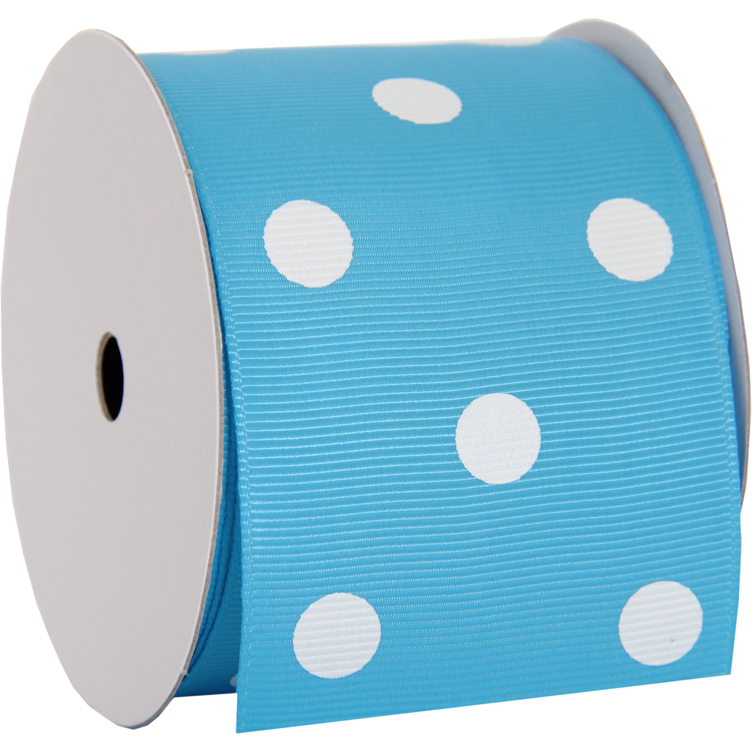 3 pack Threadart Grosgrain Dots Ribbon 2 1/4" - 5 Yards - Aqua - Available in 19 colors and 4 Widths - For Bows, Decorations, Hair Clips, and More