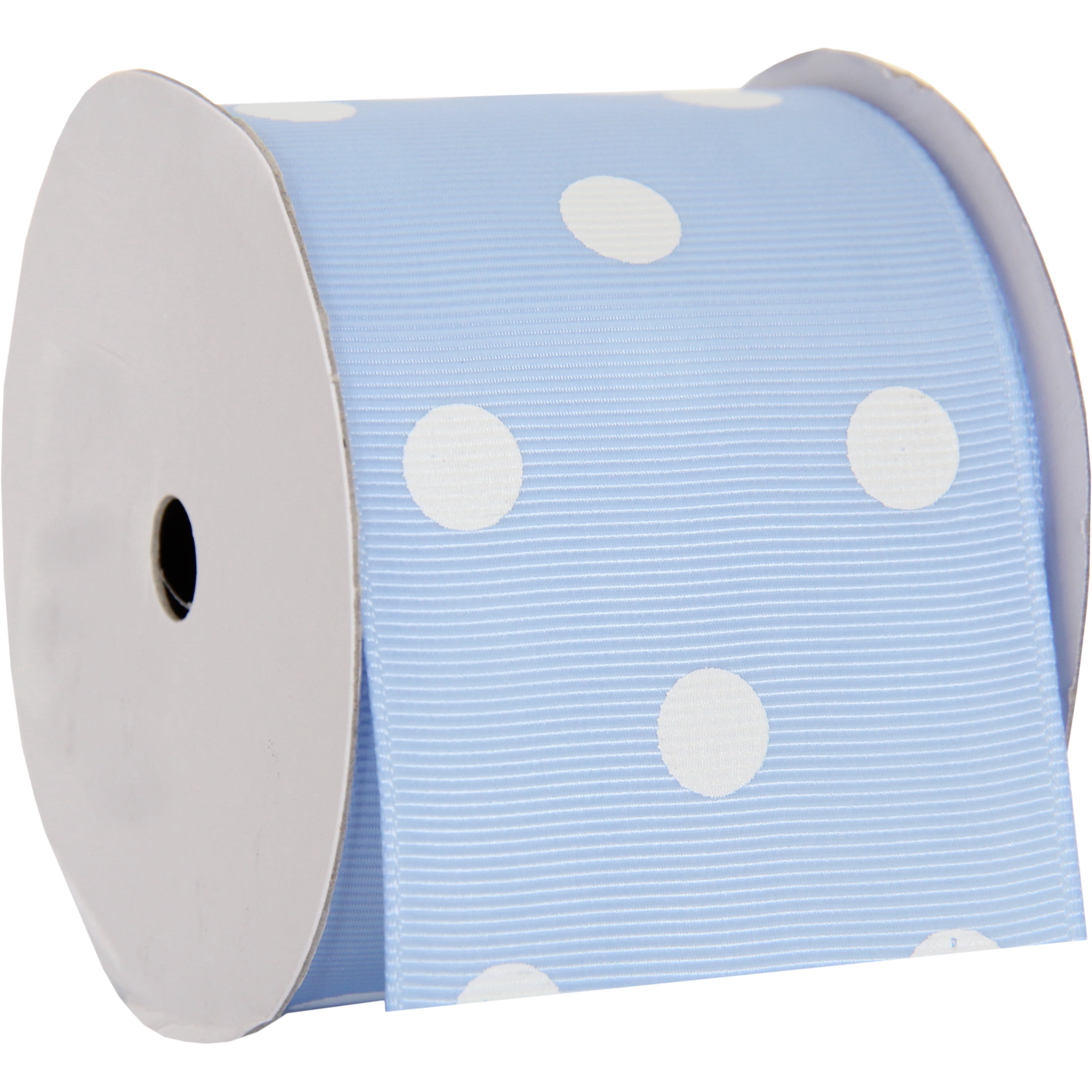 3 pack Threadart Grosgrain Dots Ribbon 2 1/4" - 5 Yards - Baby Blue - Available in 19 colors and 4 Widths - For Bows, Decorations, Hair Clips, and More