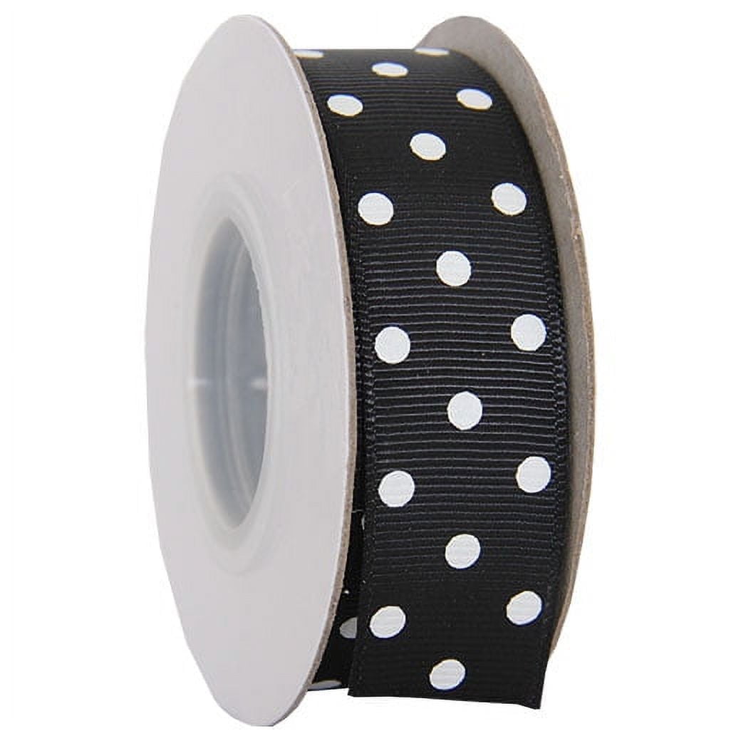 3 pack Threadart Grosgrain Dots Ribbon 7/8" - 10 Yards - Black - Available in 19 colors and 4 Widths - For Bows, Decorations, Hair Clips, and More