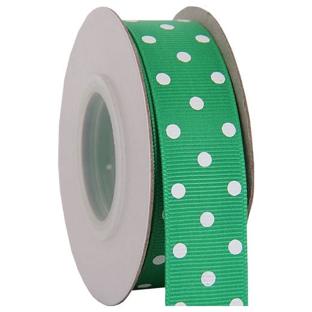 3 pack Threadart Grosgrain Dots Ribbon 7/8" - 10 Yards - Green - Available in 19 colors and 4 Widths - For Bows, Decorations, Hair Clips, and More
