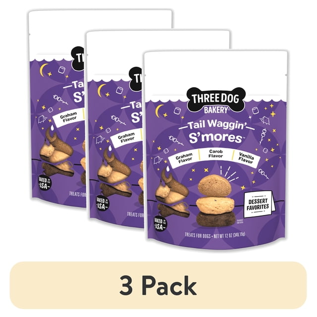 (3 pack) Three Dog Bakery Tail Waggin' S'Mores Soft-Baked Dog Treats ...