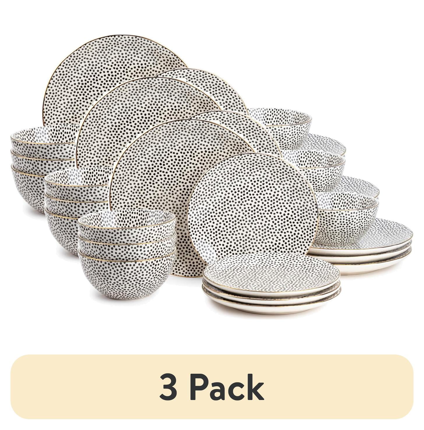 Black and White Dot Ceramic 12-Piece Dinnerware Set