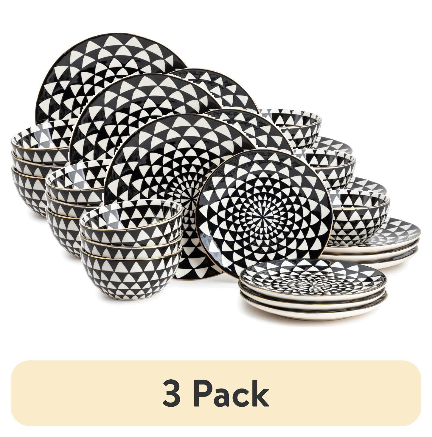 Black and White Ceramic 12-Piece Dinnerware Set