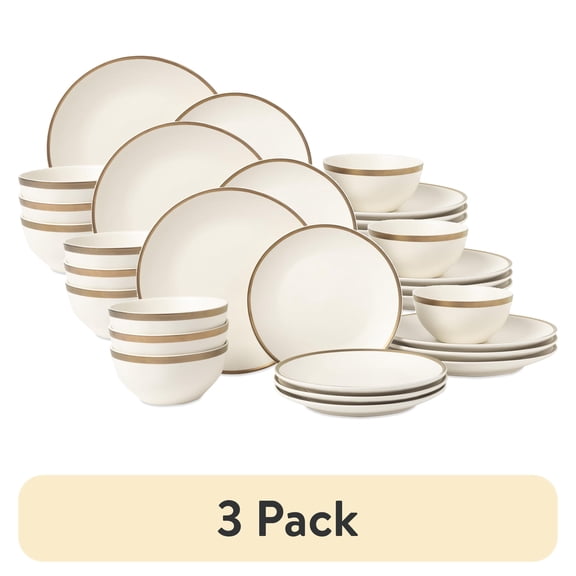 (3 pack) Thyme & Table Everest 12-Piece Ceramic Dinnerware Set Off-White
