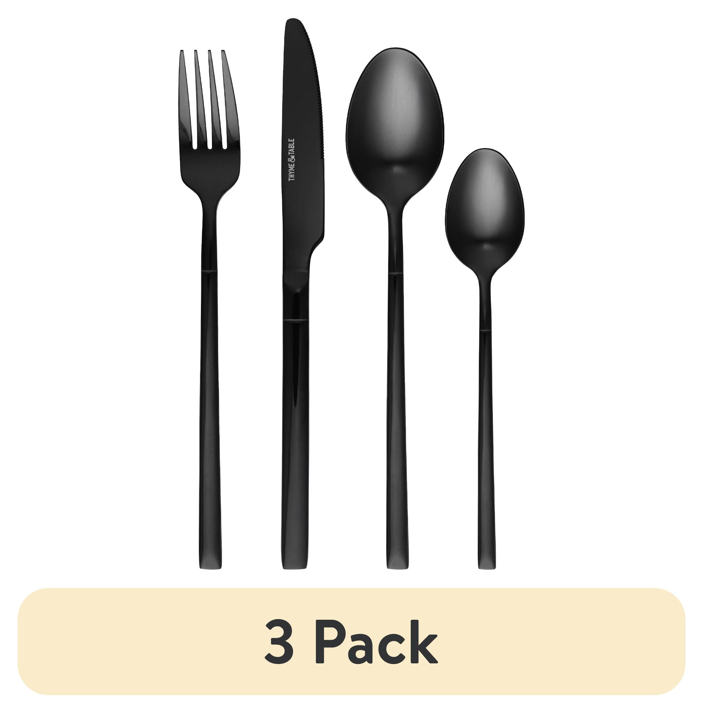 (3 pack) Thyme & Table Arden 16 Piece Black Stainless Steel Flatware Set, Service for 4
