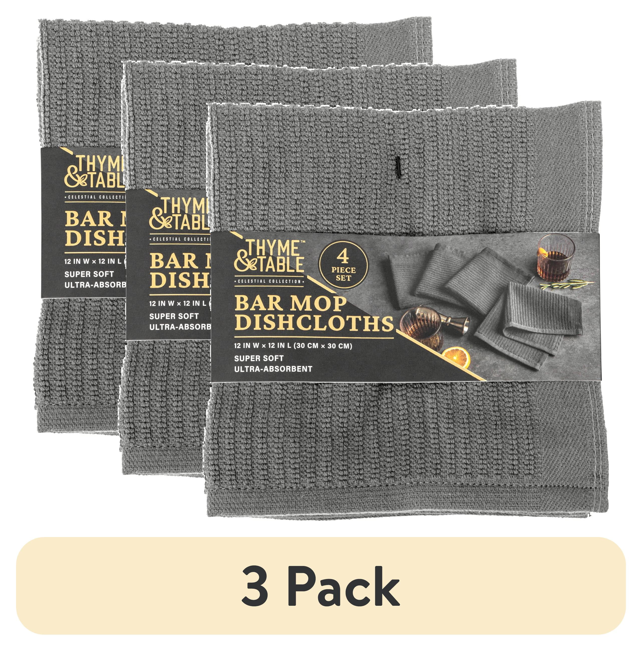 (3 pack) Thyme & Table Bar Mop Dish Cloth, Gray, 4 Pack Set